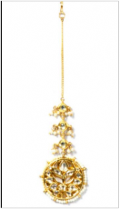 gold-plated crystal-studded maang tikka
